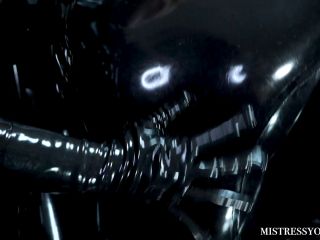 Asian Goddess Youko in clip Shiny Black Latex Heaven
